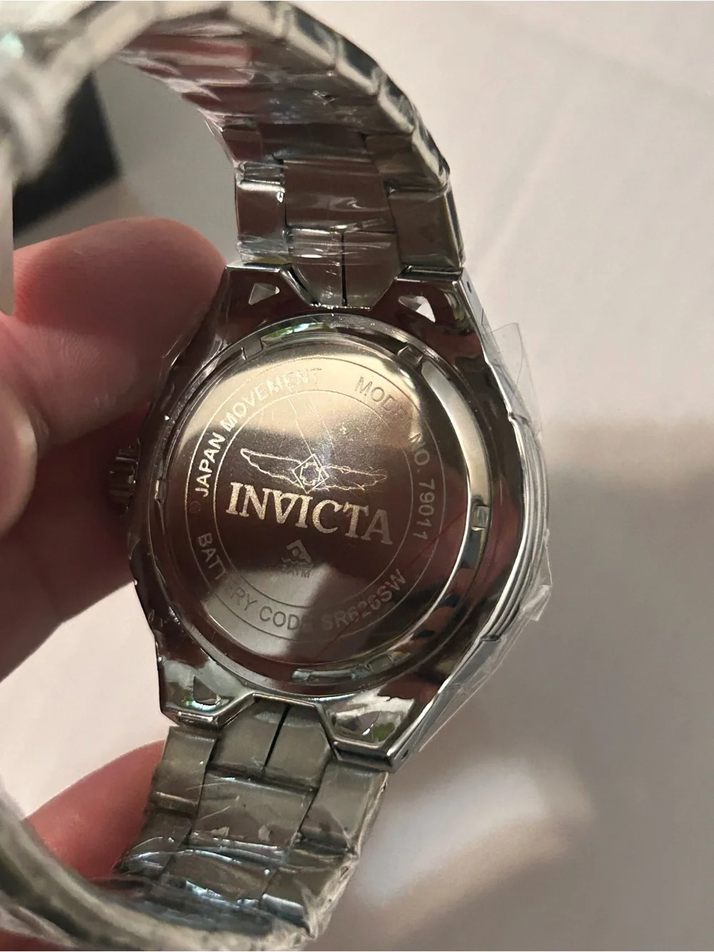 Invicta Silver Stainless Steel Skeleton Dial Watch with Yellow Box
